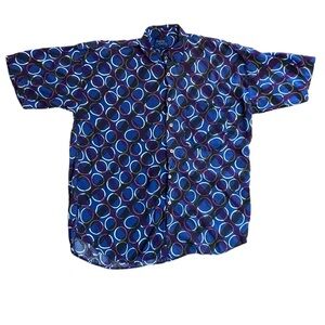 Cambridge Classic Blue Geometric Men’s Button-down Shirt Large